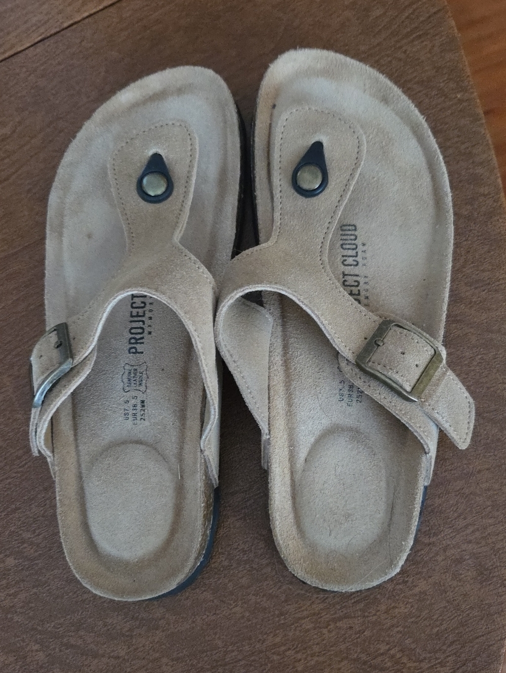 Womens Project Cloud Beige Suede Thong Sandals